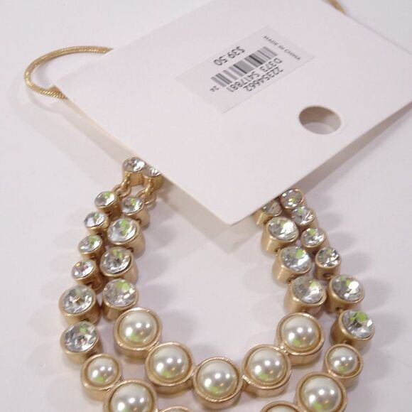 Ann Taylor Two Layer Pearl Crystal Snake Chain Necklace NWT 39.00 - Picture 15 of 15